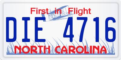 NC license plate DIE4716