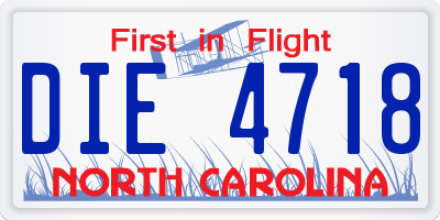 NC license plate DIE4718