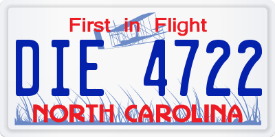 NC license plate DIE4722