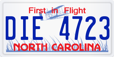 NC license plate DIE4723