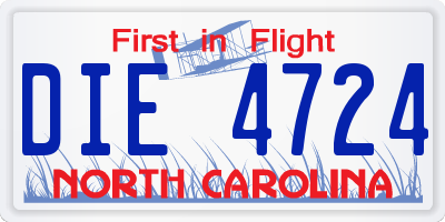 NC license plate DIE4724