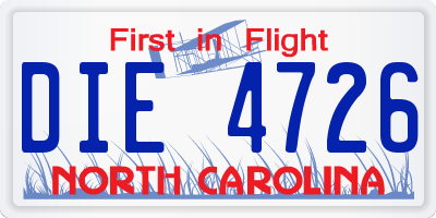 NC license plate DIE4726