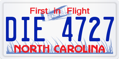 NC license plate DIE4727