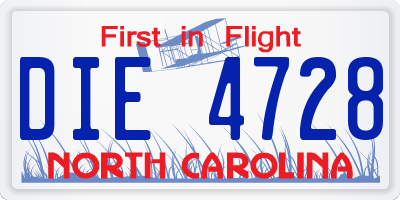 NC license plate DIE4728