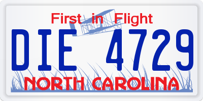 NC license plate DIE4729