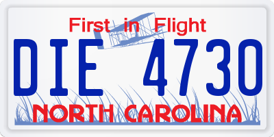NC license plate DIE4730