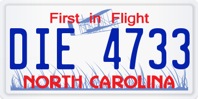 NC license plate DIE4733