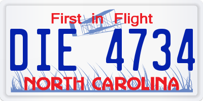 NC license plate DIE4734
