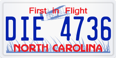 NC license plate DIE4736