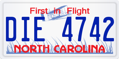 NC license plate DIE4742