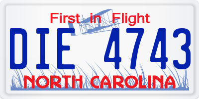 NC license plate DIE4743