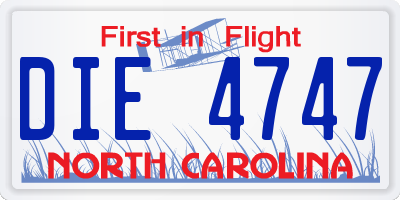 NC license plate DIE4747