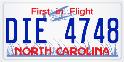 NC license plate DIE4748