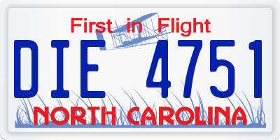 NC license plate DIE4751