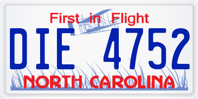 NC license plate DIE4752