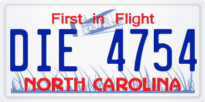 NC license plate DIE4754