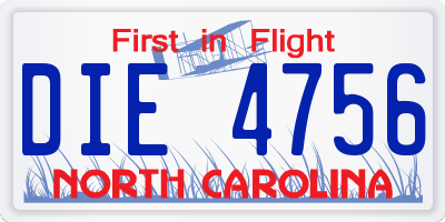 NC license plate DIE4756