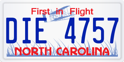 NC license plate DIE4757
