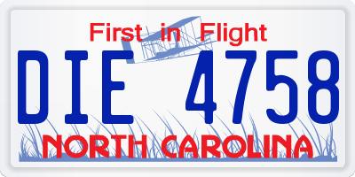 NC license plate DIE4758