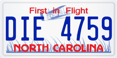NC license plate DIE4759