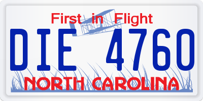 NC license plate DIE4760