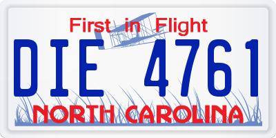 NC license plate DIE4761