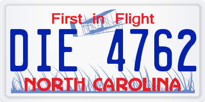 NC license plate DIE4762