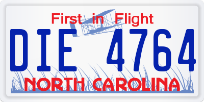 NC license plate DIE4764