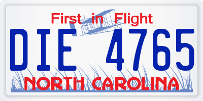 NC license plate DIE4765