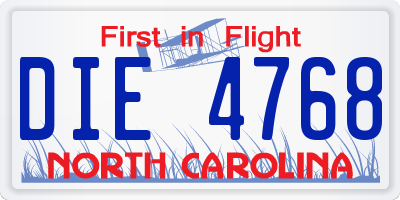 NC license plate DIE4768