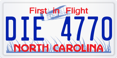 NC license plate DIE4770