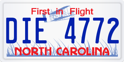 NC license plate DIE4772