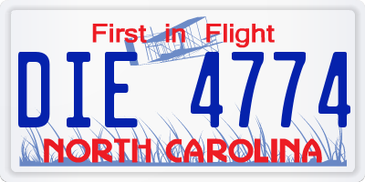NC license plate DIE4774