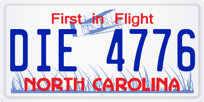 NC license plate DIE4776