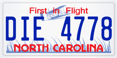 NC license plate DIE4778