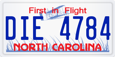 NC license plate DIE4784