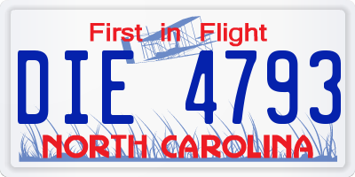 NC license plate DIE4793