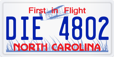 NC license plate DIE4802