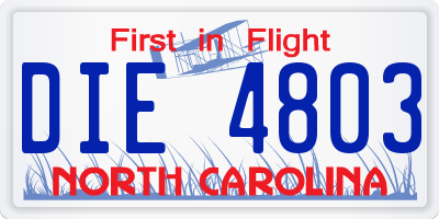 NC license plate DIE4803