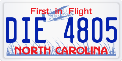 NC license plate DIE4805