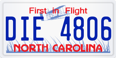NC license plate DIE4806