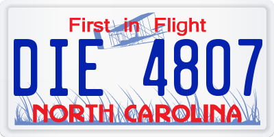 NC license plate DIE4807