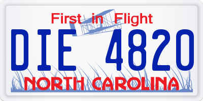 NC license plate DIE4820