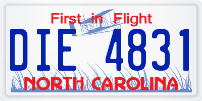 NC license plate DIE4831