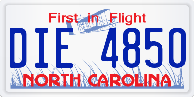 NC license plate DIE4850