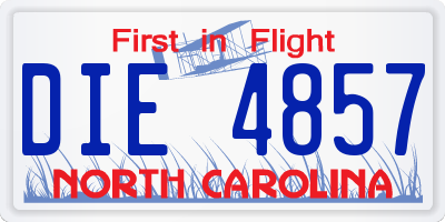 NC license plate DIE4857