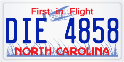 NC license plate DIE4858