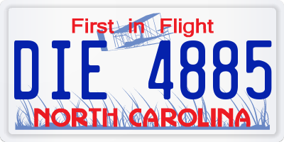 NC license plate DIE4885