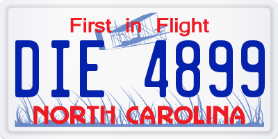 NC license plate DIE4899