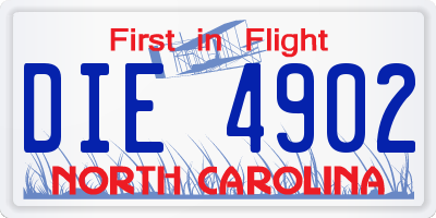 NC license plate DIE4902